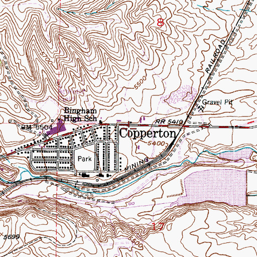 Topographic Map of Unified Fire Authority Fire Station 115 - Copperton, UT