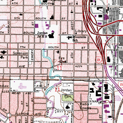 Topographic Map of Salt Lake City Fire Department Fire Station 6, UT