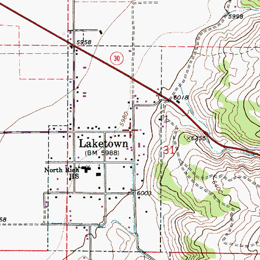 Topographic Map of Laketown Fire Department, UT