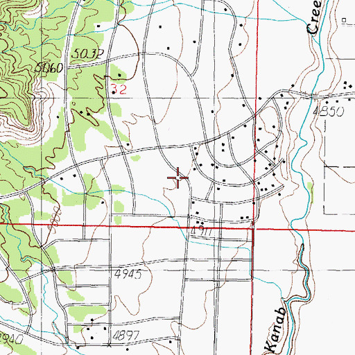 Topographic Map of Kanab Fire Department Ranchos Fire House, UT