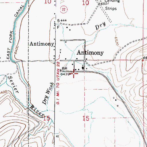 Topographic Map of Antimony Volunteer Fire Department, UT