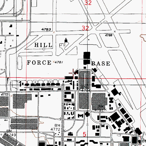 Topographic Map of Hill Air Force Base Fire Department, UT