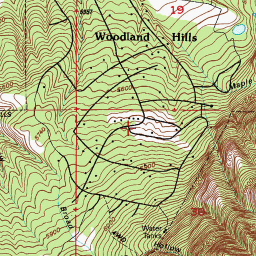 Topographic Map of Woodland Hills Fire Department, UT