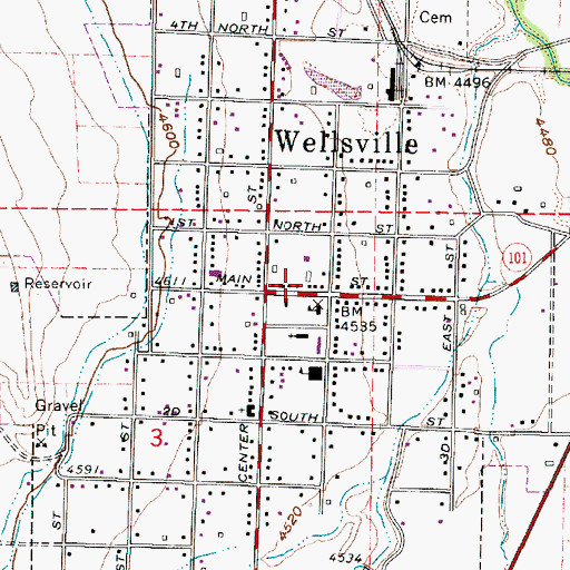 Topographic Map of Wellsville Fire Department Station 60, UT