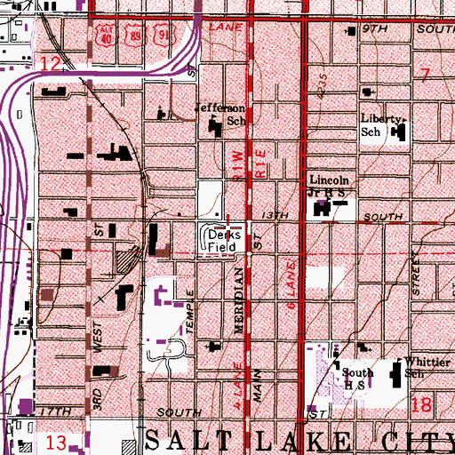 Topographic Map of Salt Lake City Fire Department Fire Station 8, UT