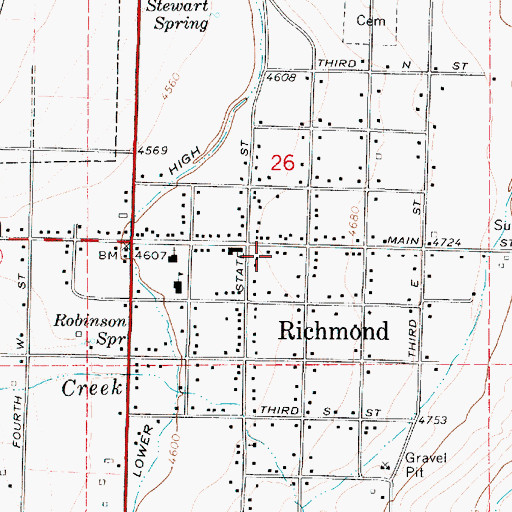 Topographic Map of Richmond Fire Department, UT