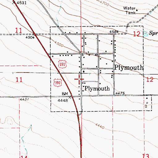Topographic Map of Plymouth Fire Department, UT