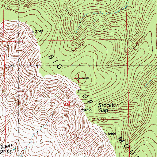 Topographic Map of Big Lue Mountains, AZ