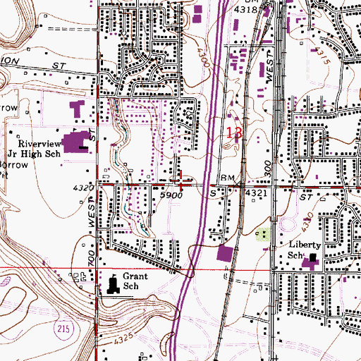 Topographic Map of Murray City Fire Department Station 83, UT