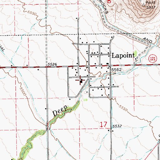 Topographic Map of Lapoint - Tridell Fire Department, UT