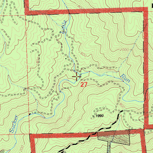 Topographic Map of Little Sucker Run, CA