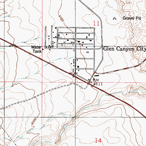 Topographic Map of Big Water Fire Department, UT