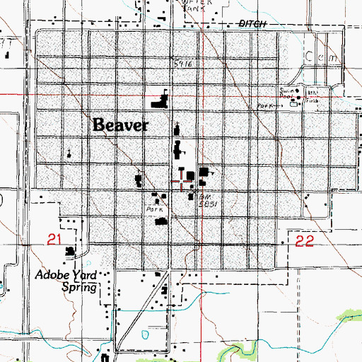Topographic Map of Beaver County Fire District 1, UT