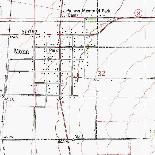 Topographic Map of Mona Fire Department, UT