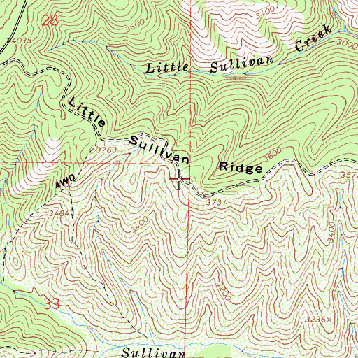 Topographic Map of Little Sullivan Ridge, CA