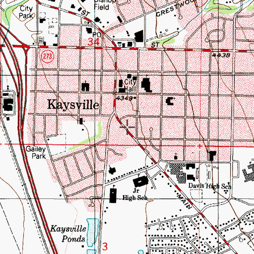 Topographic Map of Kaysville City Fire Department, UT