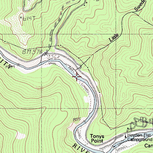 Topographic Map of Little Swede Creek, CA