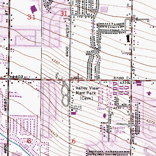 Topographic Map of West Valley City Fire Department Fire Station 72, UT