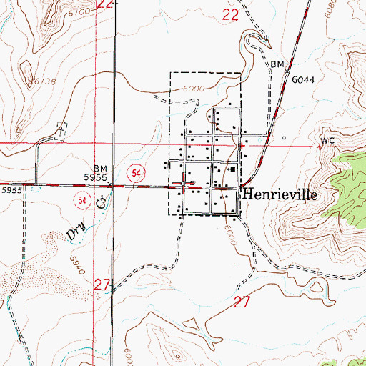 Topographic Map of Henrieville Volunteer Fire Department, UT