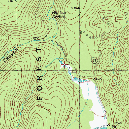 Topographic Map of Big Lue Ranch, AZ