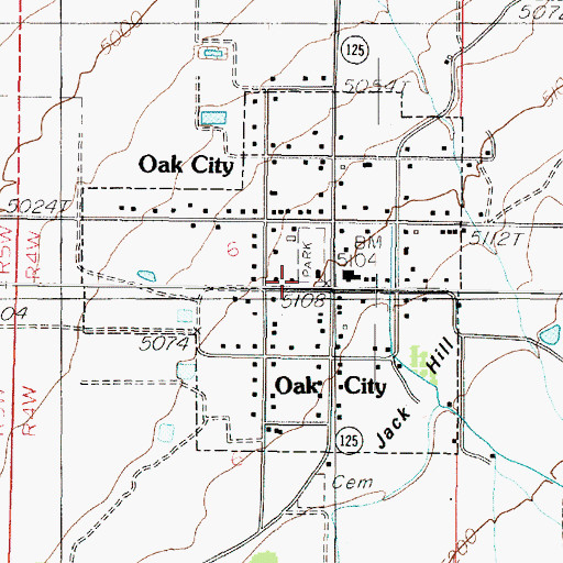 Topographic Map of Oak City Fire Department, UT