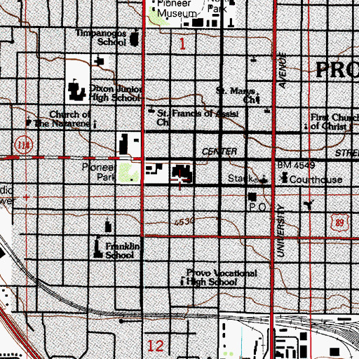 Topographic Map of Provo Fire and Rescue Station 21, UT