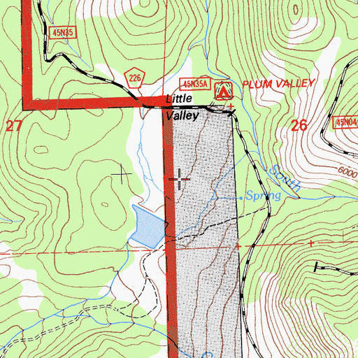 Topographic Map of Little Valley, CA