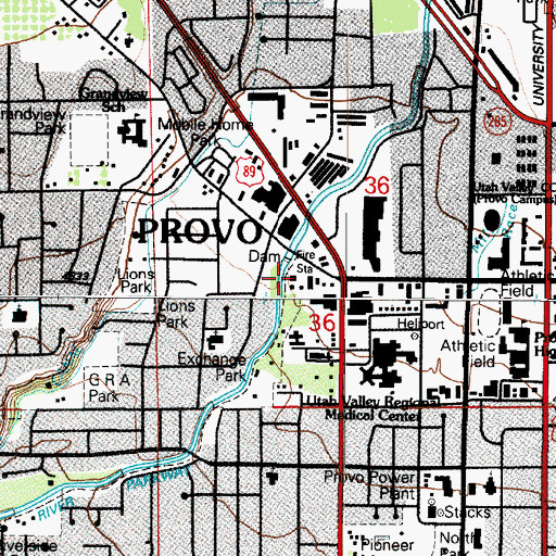 Topographic Map of Provo Fire and Rescue Station 23, UT