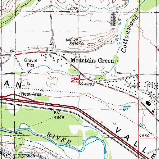 Topographic Map of Mountain Green Fire Department, UT