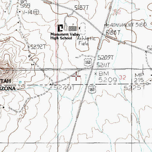 Topographic Map of San Juan Fire Department Monument Valley Station, UT