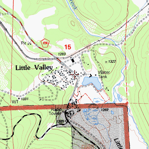 Topographic Map of Little Valley, CA