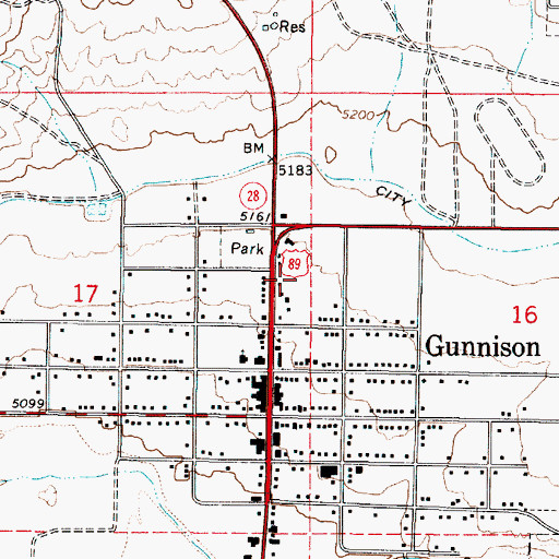 Topographic Map of Gunnison Valley Volunteer Fire Department, UT