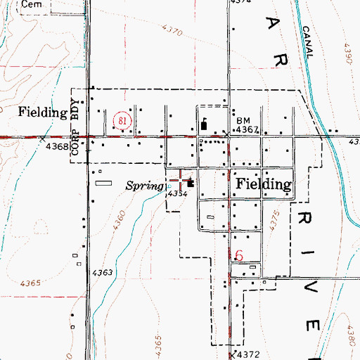 Topographic Map of Fielding Fire Department, UT