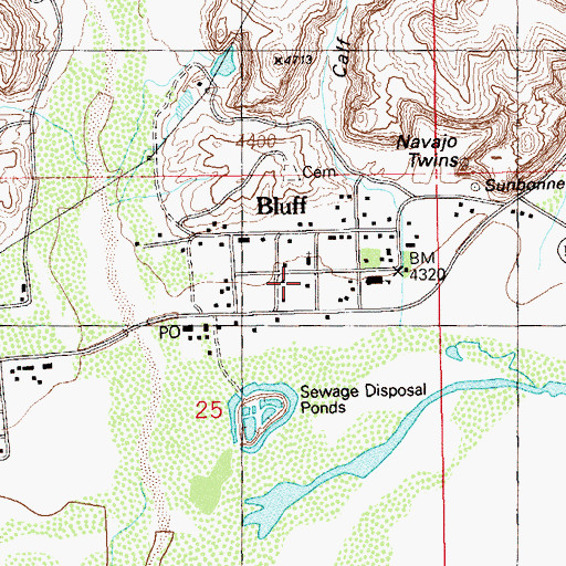 Topographic Map of San Juan Fire Department - Bluff Station, UT
