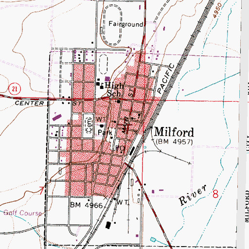 Topographic Map of Beaver County Fire District - Milford, UT