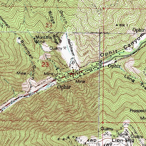 Topographic Map of Ophir Fire Department, UT