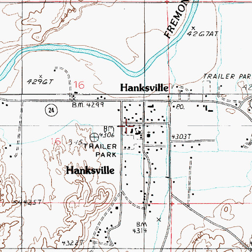 Topographic Map of Hanksville Fire Department, UT