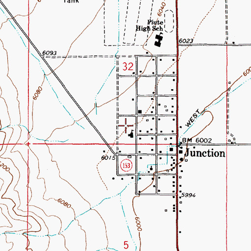 Topographic Map of Junction Fire Department, UT