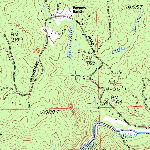 Topographic Map of Little Willow Creek, CA