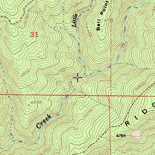 Topographic Map of Little Wolf Creek, CA