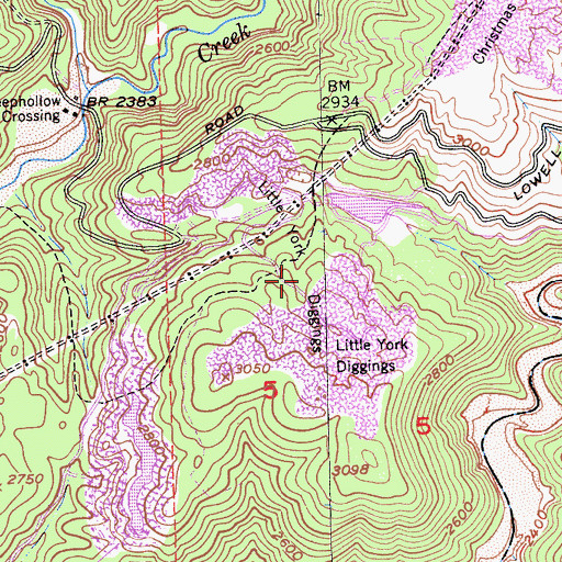 Topographic Map of Little York Diggings, CA