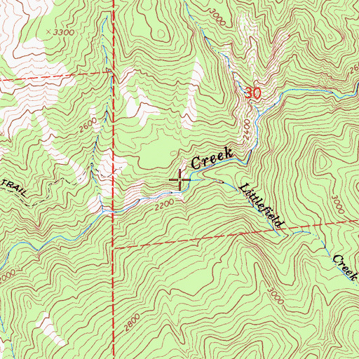 Topographic Map of Littlefield Creek, CA