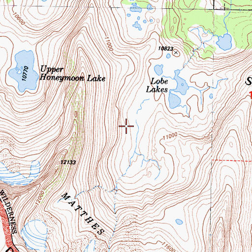 Topographic Map of Lobe Lakes, CA