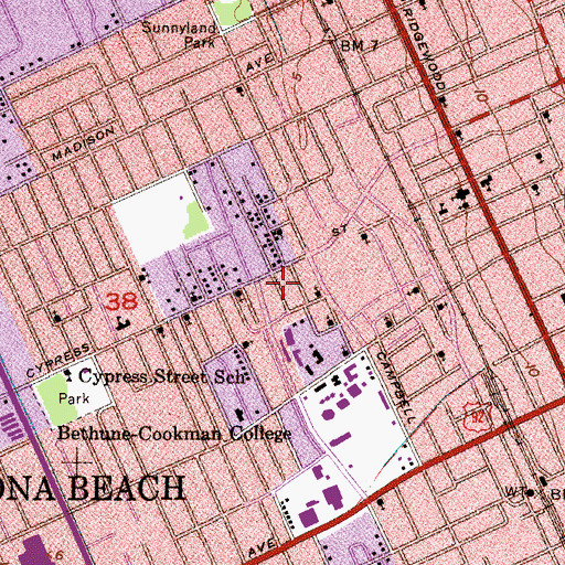 Topographic Map of Mount Carmel Missionary Baptist Church, FL
