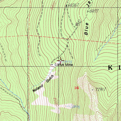 Topographic Map of Loftus Mine, CA