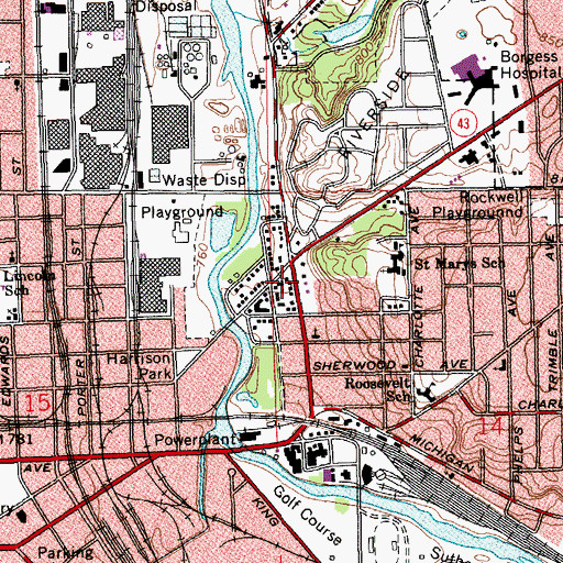 Topographic Map of Calvary Apostolic Temple, MI