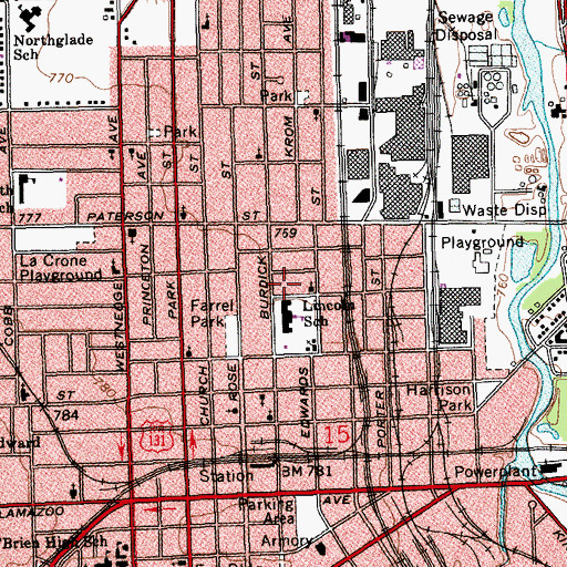 Topographic Map of Mount Zion Baptist Church, MI