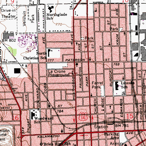 Topographic Map of North Westnedge Church of Christ, MI