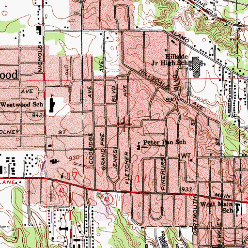 Topographic Map of Hope Reformed Church, MI