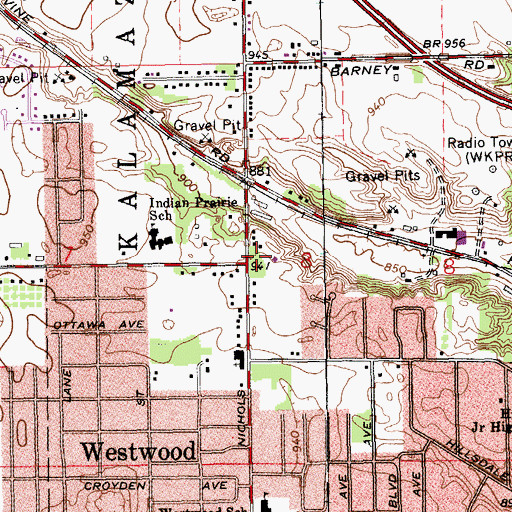 Topographic Map of Saint Martin of Tours Church, MI